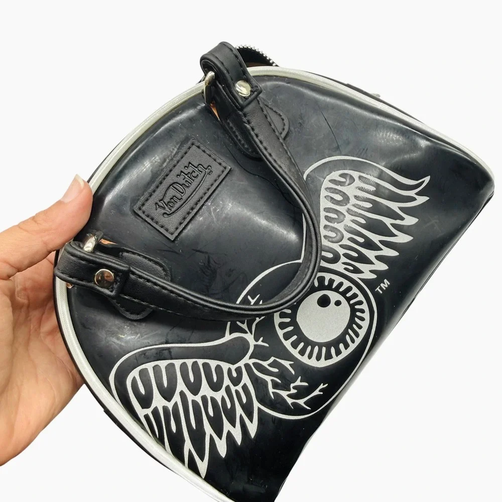 Von Dutch Black Patent Mini Satchel with Silver Logo - Picture 8 of 8